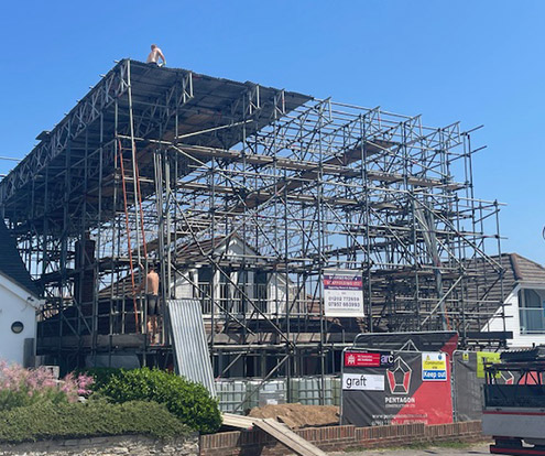Residential scaffolding on a house in Southampton